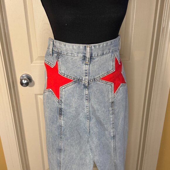 Red Star Denim Boot Cut Pants - Picture 2 of 6
